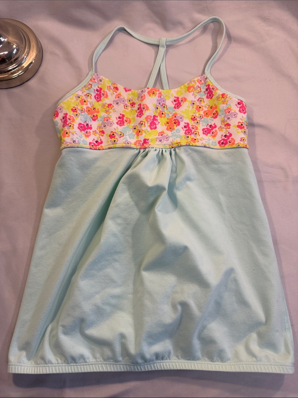 ⭐️ Ivivva Light Blue Tank with Pink and Yellow Floral design